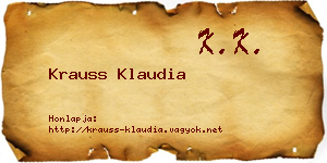 Krauss Klaudia névjegykártya